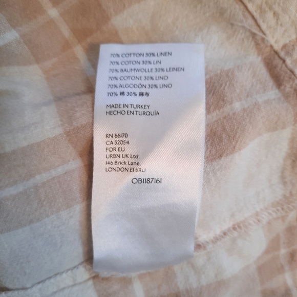 Anthro pilcro linen plaid oversized babydoll boho top XS *C5 - Picture 8 of 8